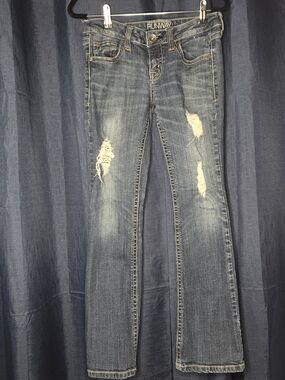 Runway Refuge Distressed Bootcut Jeans in Medium Blue - Size 4S